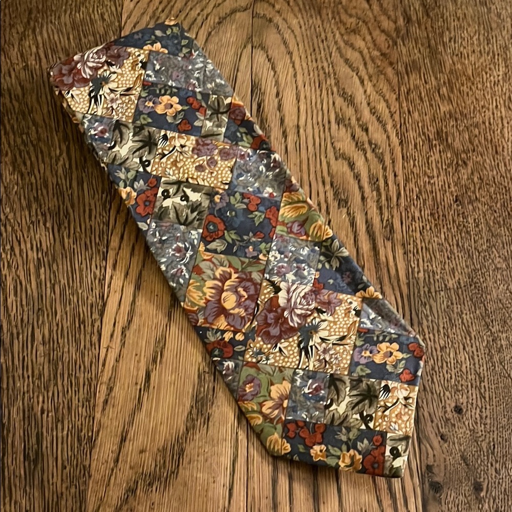 Blue and Red Mosaic Silk Tie